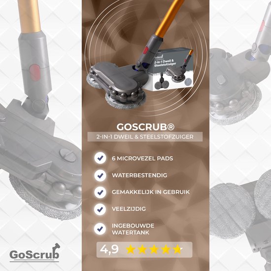 GoScrub® Elektrische Dweil geschikt voor Dyson Steelstofzuiger