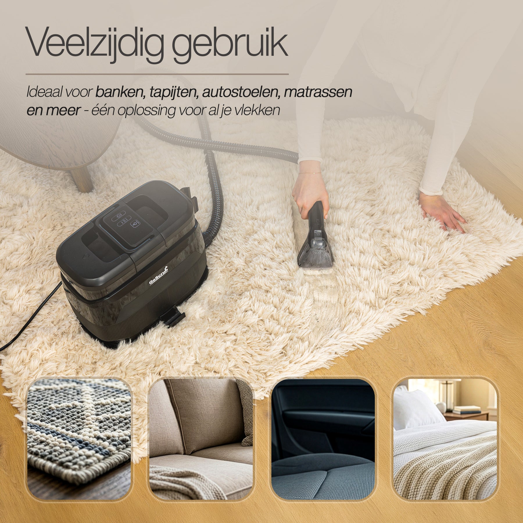 GoScrub® 3-in-1 Tapijtreiniger PRO met Vloermop &amp; Stoomfunctie