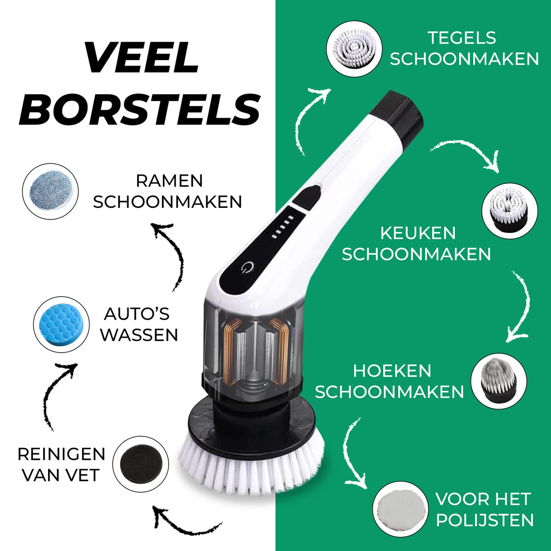 GoScrub® borstelset met 7 opzetstukken voor de Cleaning King V1